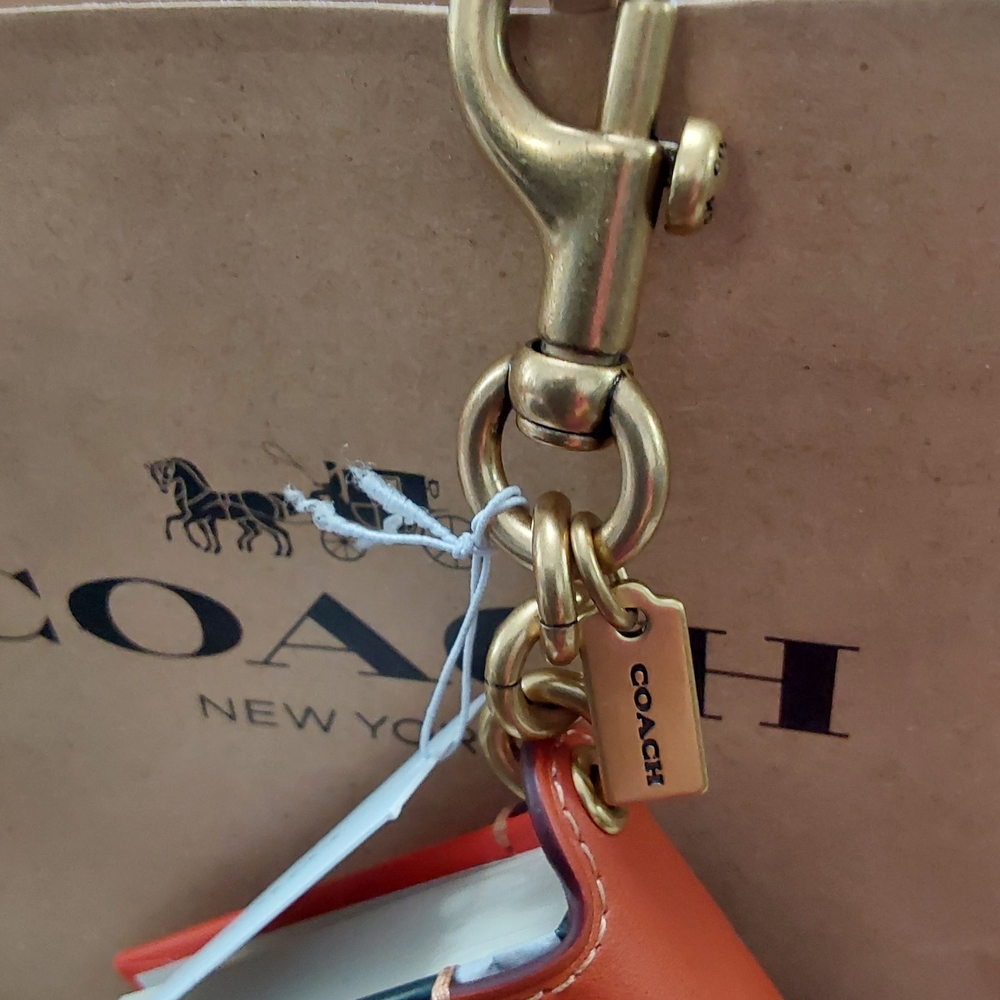 Coach Orange Book-Shaped Charm with Gold Hardware - Picture 6 of 6